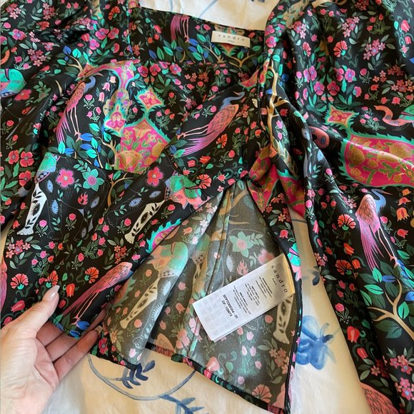 Sandro Paris - Chinoiserie - Puff Sleeve Blouse - L - Picture 4 of 4